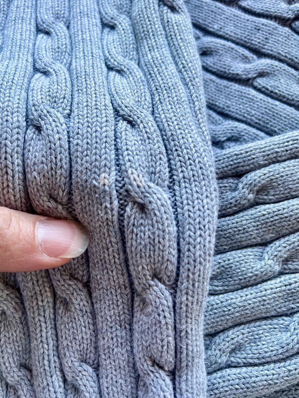 Anne Klein Sport Gray Cable Knit Full Zip Mock Neck Sweater - Size L - vintage - Picture 9 of 9